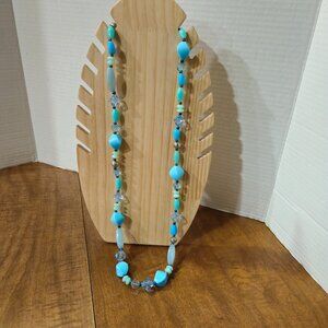 Blue Silver Beaded Necklace #168